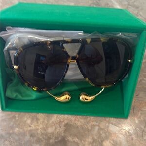 Bottega Veneta Tortoiseshell Sunglasses with Gold Details